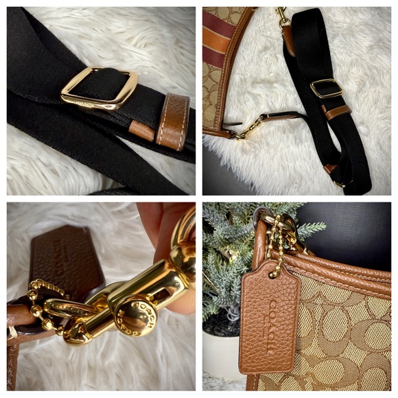 SOLD COACH CA195 Dempsey File Bag In Signature Jacquard Stripe Patch Saddle Cros - Picture 4 of 9